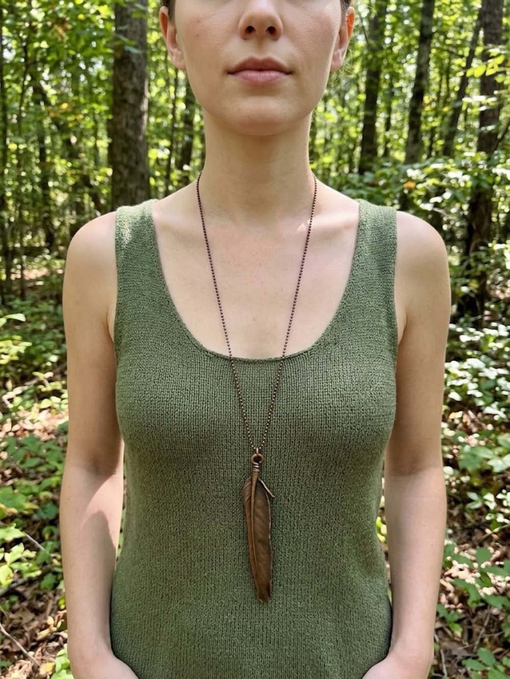 Handcrafted Feather Pendant Necklace - One of a Kind